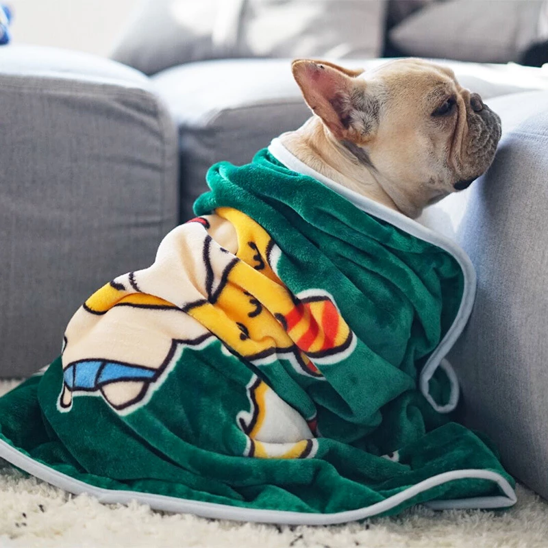 Soft Flannel French Bulldog Cartoon Blanket