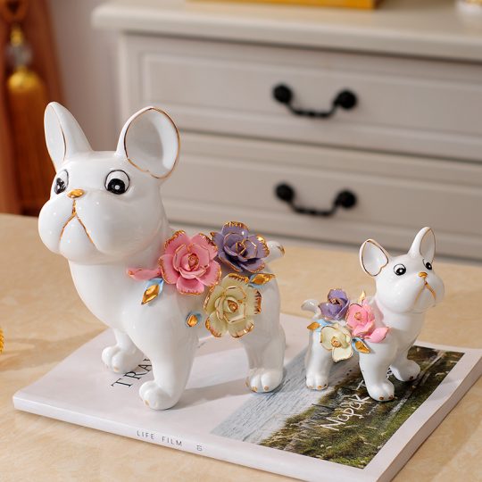 Romantic Porcelain Frenchie Statue