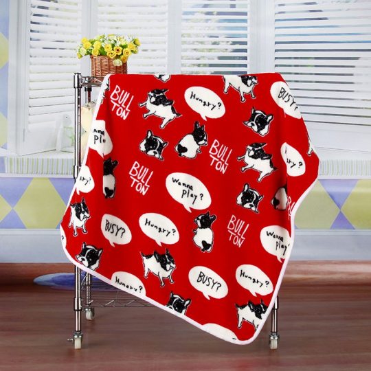 Coral Fleece Soft French Bulldog Blanket