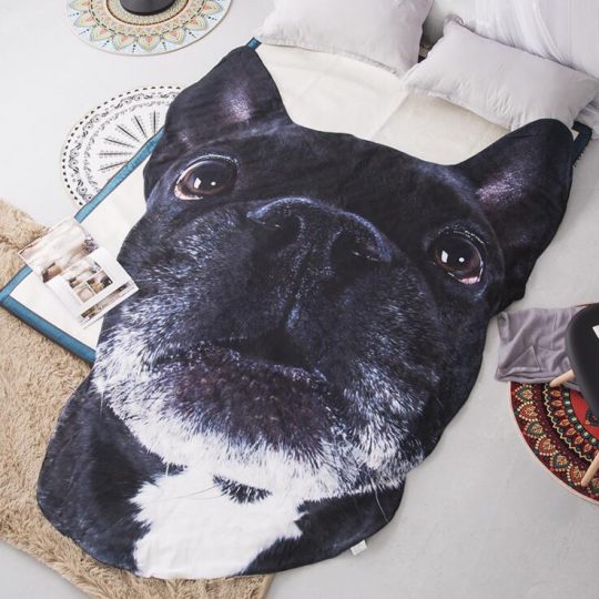 3D Shaped French Bulldog Pattern Blanket