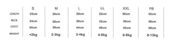 stars size chart