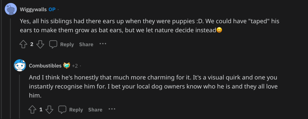 Reddit thread about french bulldog ears